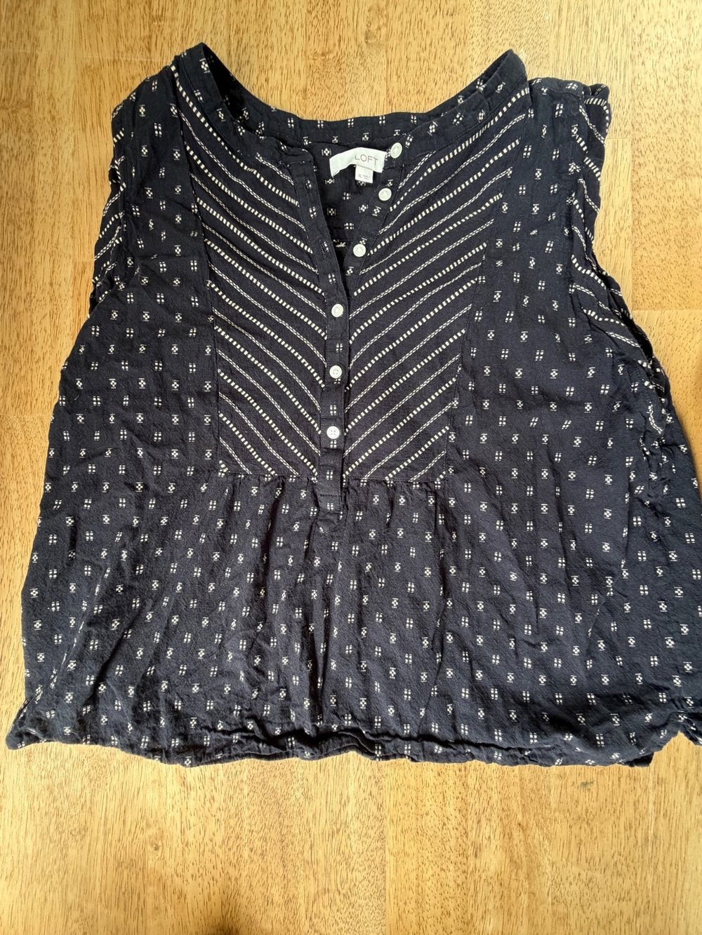 LOFT Black Polka dot Sleeveless Top